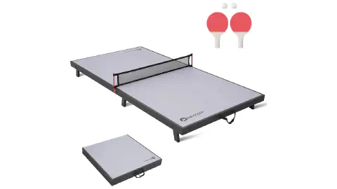 RAYKEEP Foldable Mini Table Tennis Set with Net, Paddles, and Balls, No Assembly Required